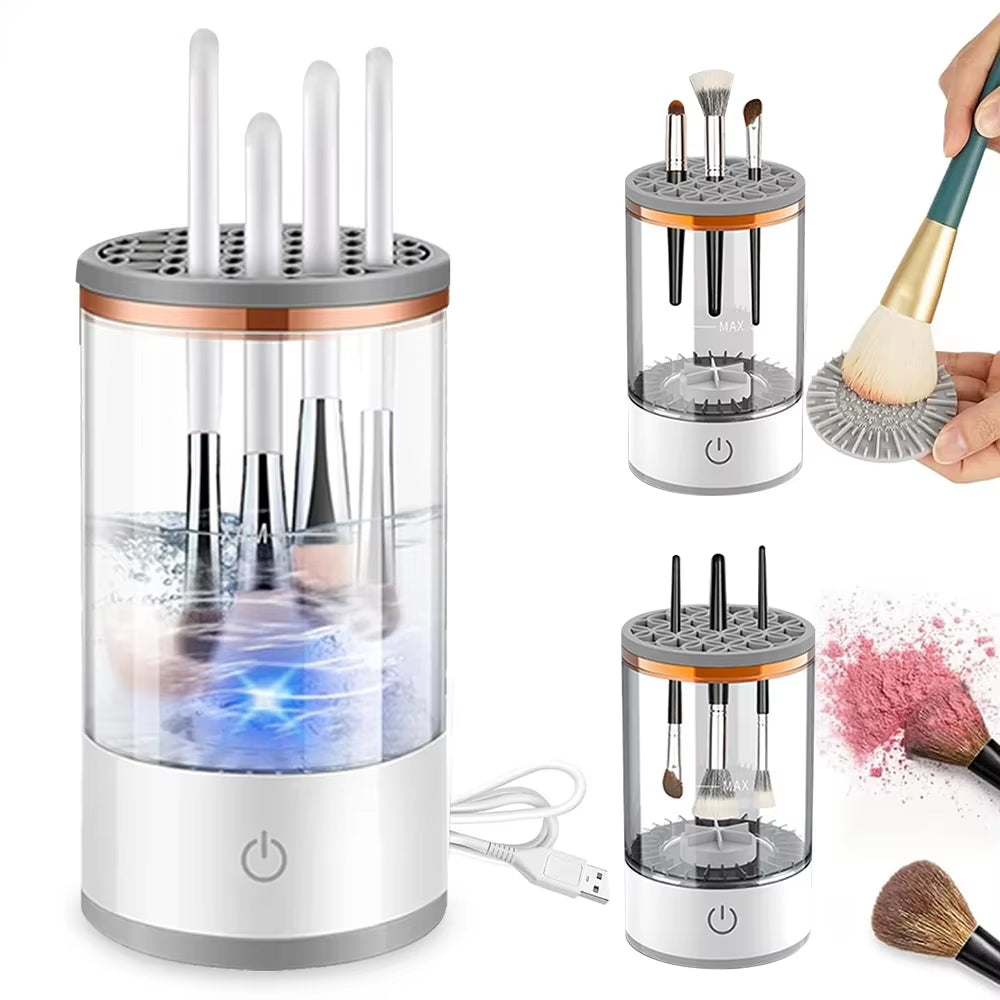 USB Electric Makeup Brush Cleaner – 3-in-1 Portable Washer, Dryer & Drying Rack for Quick, Effortless Brush Cleaning